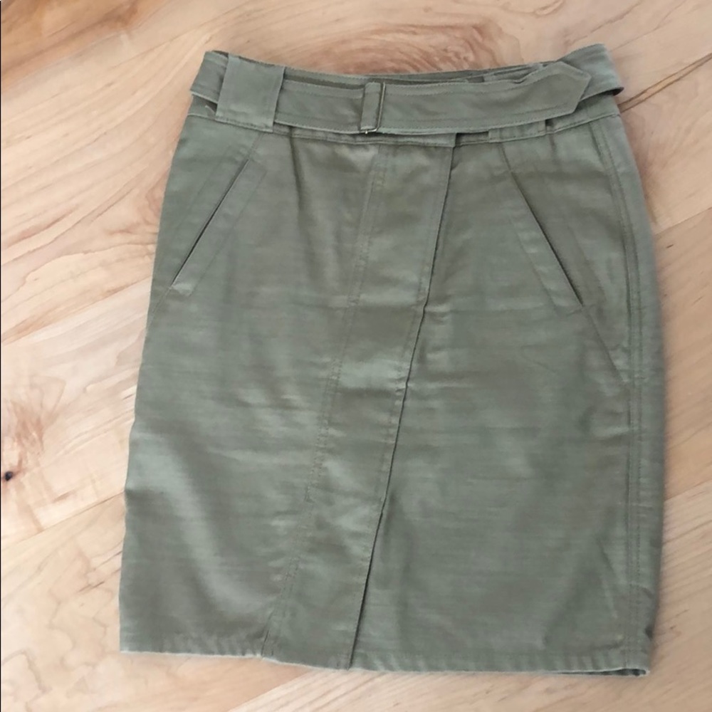 Khaki pencil skirt with belt